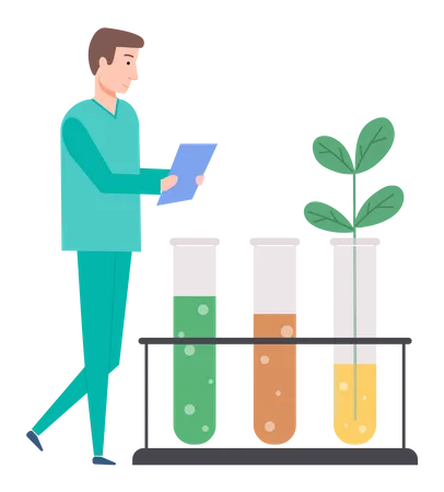 Investigación de productos orgánicos  Ilustración