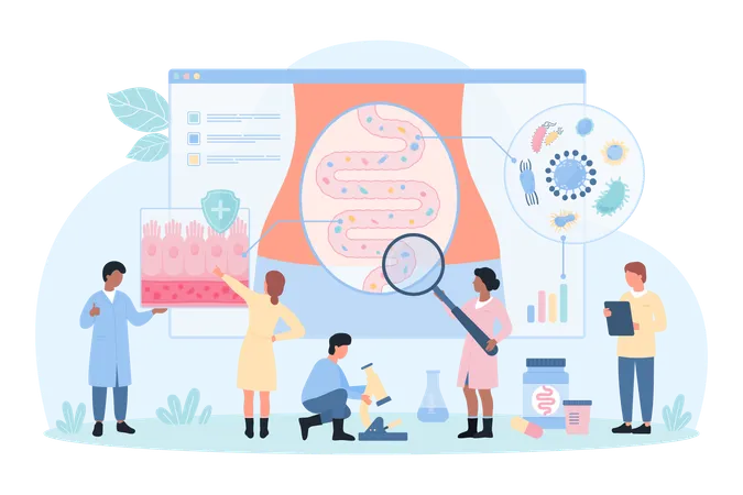 Investigación del microbioma intestinal  Ilustración