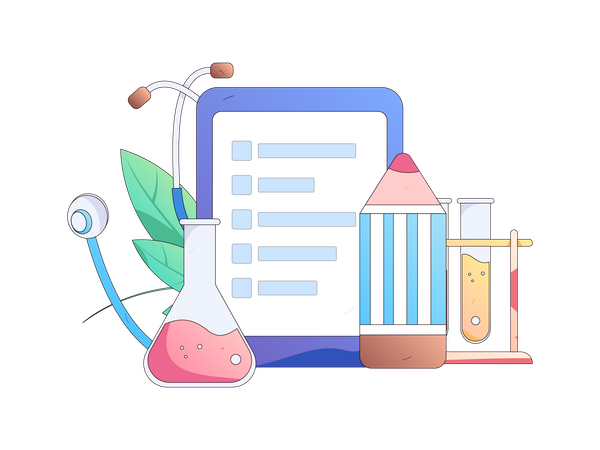 Investigación médica e informe médico.  Ilustración