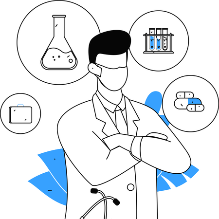 Investigador realiza experimentos con vacunas  Ilustración