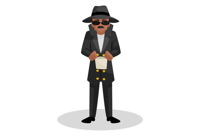 Investigator holding plastic bag in his hand  Illustration