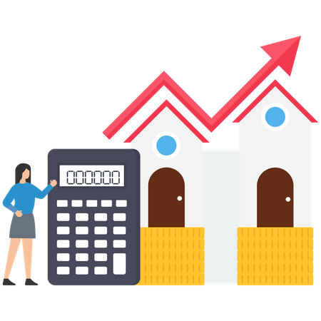 Investimento de dinheiro em propriedade  Ilustração