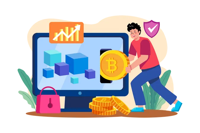 Investimento em blockchain  Ilustração