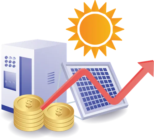 Investimento empresarial com energia de painel solar  Illustration