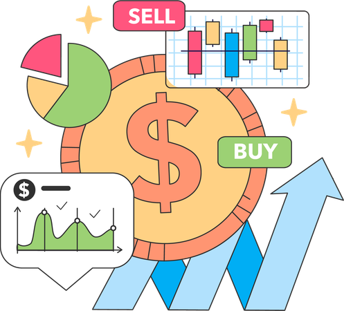 Investimento financeiro enquanto obtém crescimento  Ilustração