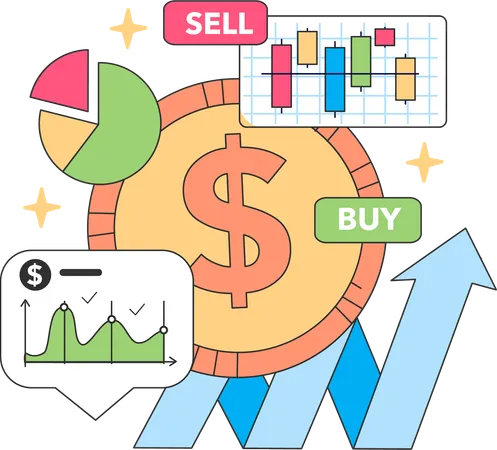 Investimento financeiro enquanto obtém crescimento  Ilustração