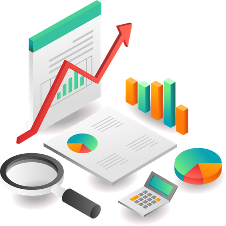 Pesquisa de dados de analistas de auditoria de negócios de investimento  Ilustração