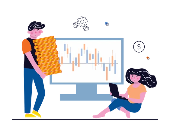 Investimento no mercado de ações  Ilustração