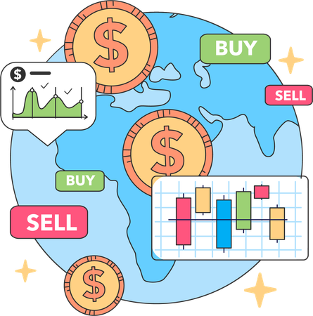 Investimento global no mercado de ações  Ilustração