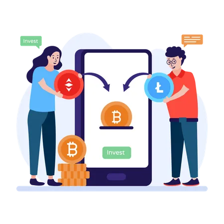 Investing money in bitcoin  Illustration