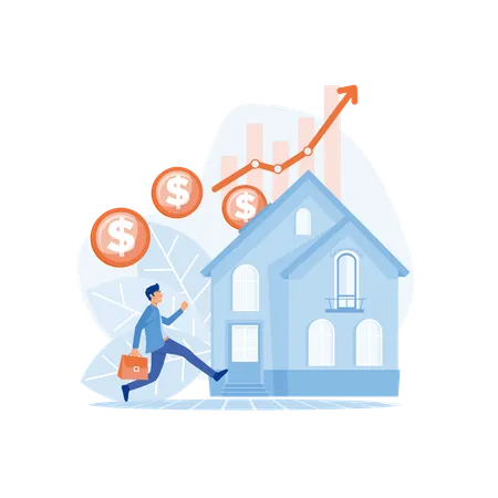 Investing Money in Buy Home and Pay Credit to Bank  Illustration