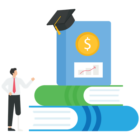 Investing money in education and knowledge  Illustration