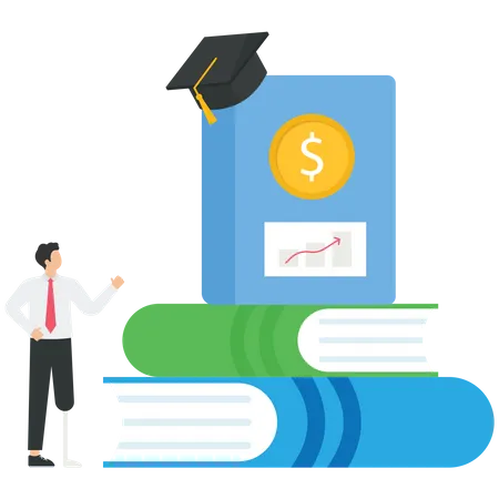Investing money in education and knowledge  Illustration
