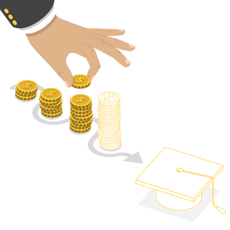 Investing money in education  Illustration