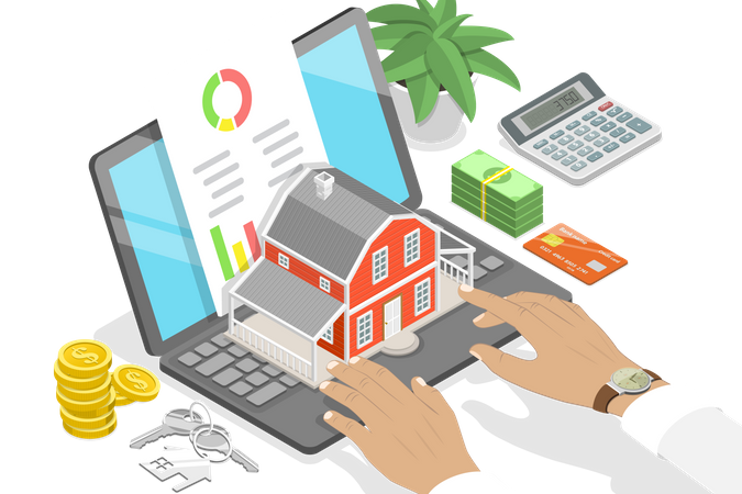 Investing Money in Real Estate Property Illustration