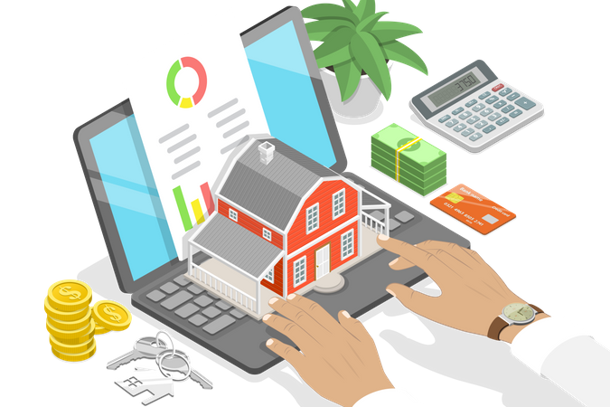 Investing Money in Real Estate Property  Illustration