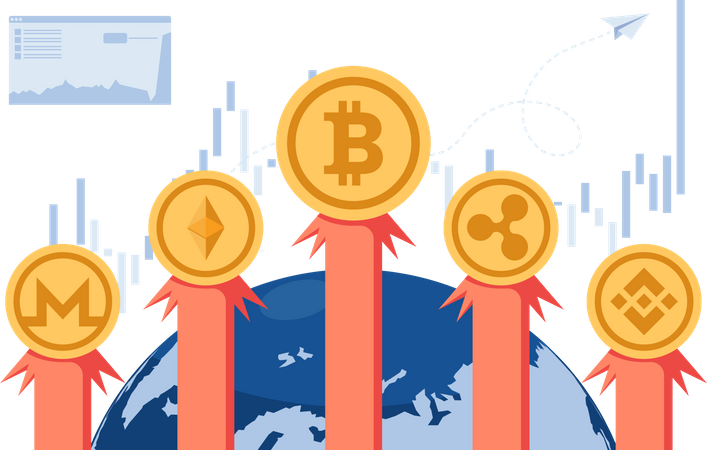 Investissement en crypto-monnaie et technologie Blockchain  Illustration