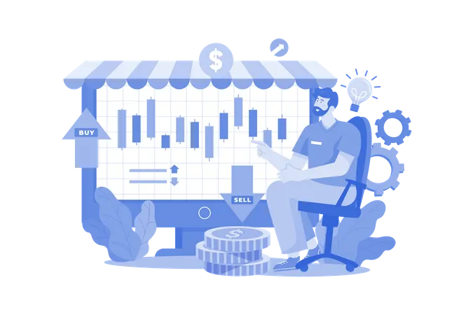 Investisseur analysant le marché boursier  Illustration