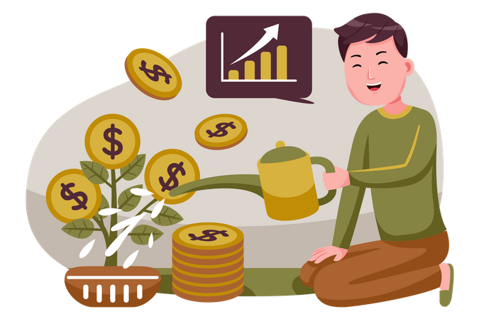 Investisseur masculin faisant des investissements  Illustration