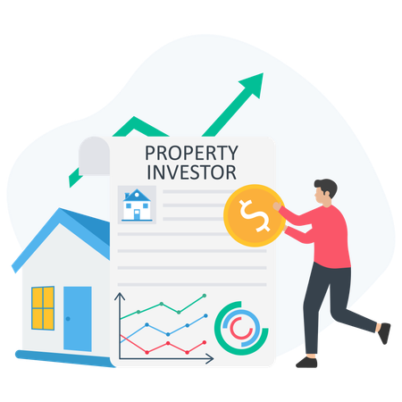 Investisseur immobilier obtenant une croissance immobilière  Illustration