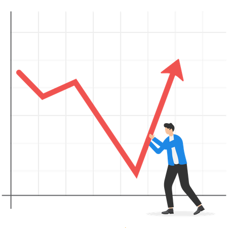 Investisseur poussant le profit de l'investissement  Illustration