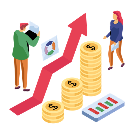 Les investisseurs discutent des données financières de l'entreprise  Illustration