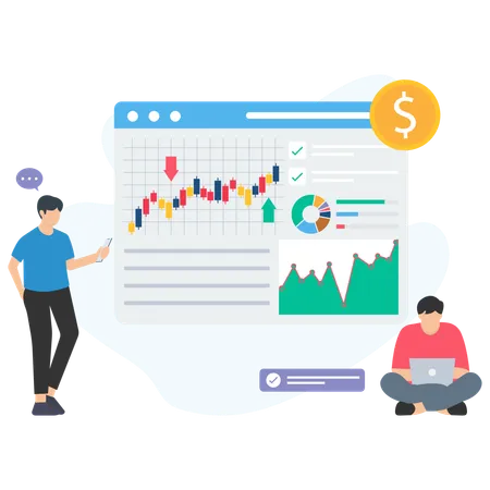 Les investisseurs effectuent une analyse de croissance  Illustration