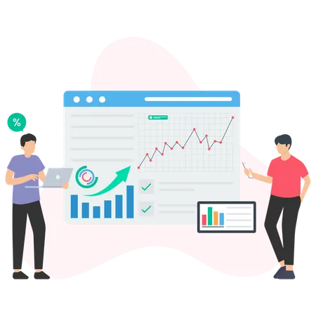 Les investisseurs du marché font des analyses  Illustration