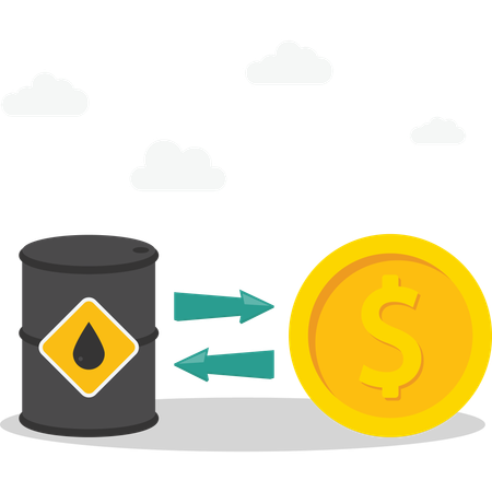 Investmentbörse zwischen Öl oder Dollargeld halten  Illustration