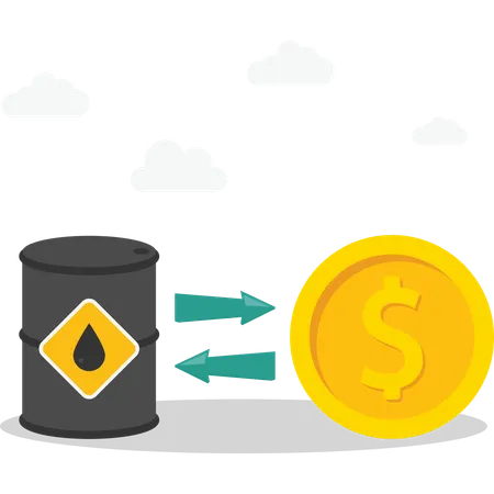 Investmentbörse zwischen Öl oder Dollargeld halten  Illustration