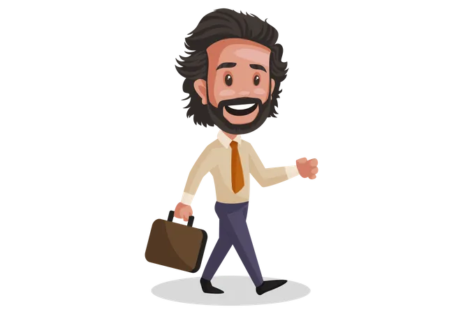 Investment Advisor walking with briefcase in hand  Illustration