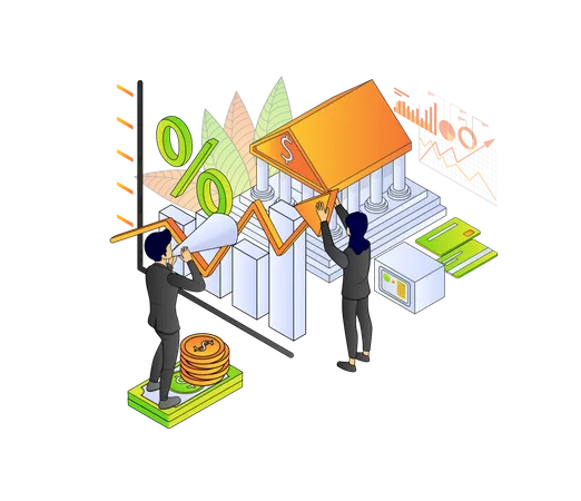 Illustration Of Premium Vector Isometric Style About Banking And Finance With A Character Illustration
