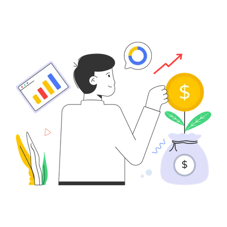 A Character Based Flat Illustration Of Investment Analysis Illustration