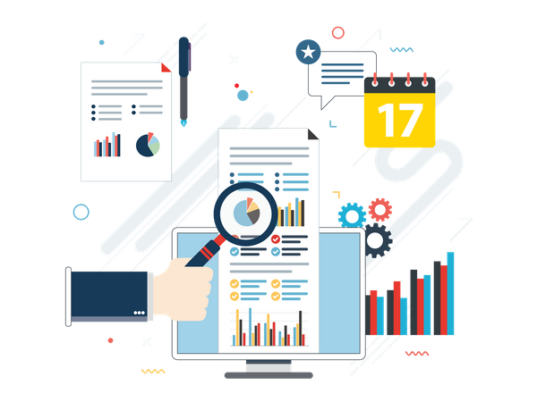 Investment analytics growth report  Illustration