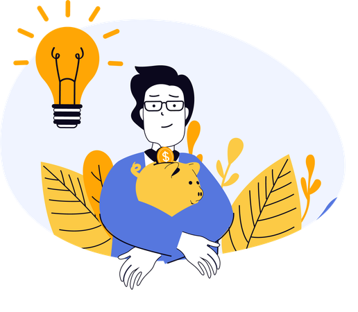 Investment banker sharing ideas for savings  Illustration