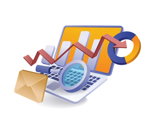 Investment business analysis computer  Illustration