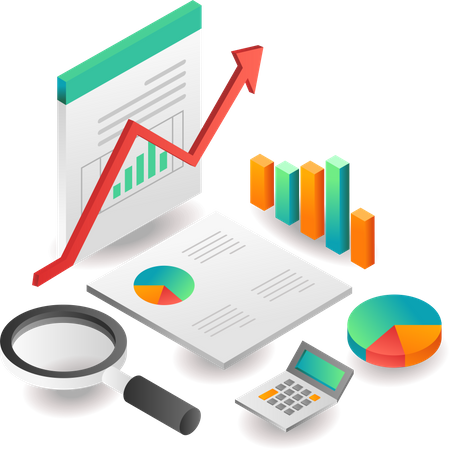 Investment business audit analyst data search  Illustration