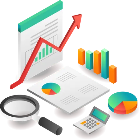 Investment business audit analyst data search  Illustration