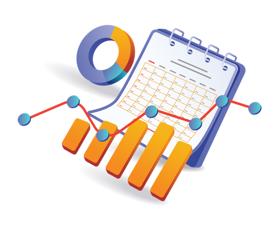 Investment business data analysis calendar  Illustration