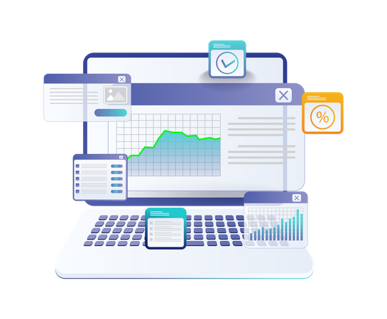 Investment business growth analysis data  Illustration