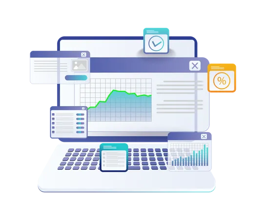 Investment business growth analysis data  Illustration