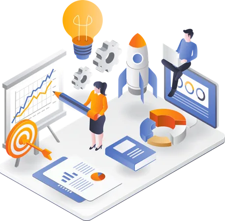 Investment business target development report graph  Illustration