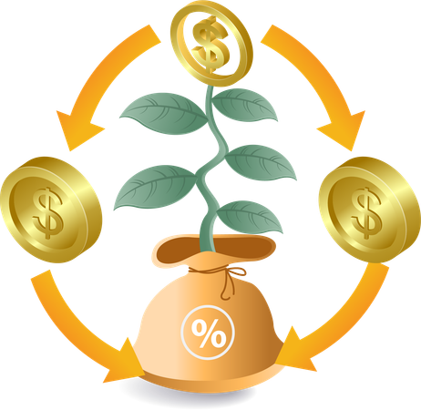 Investment cycle with money plant  Illustration