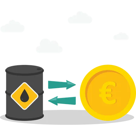 Investment exchange between oil or keep euro money  Illustration