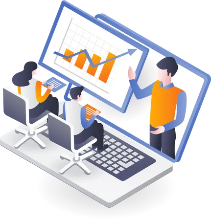 Learn Investment And Business Online Illustration