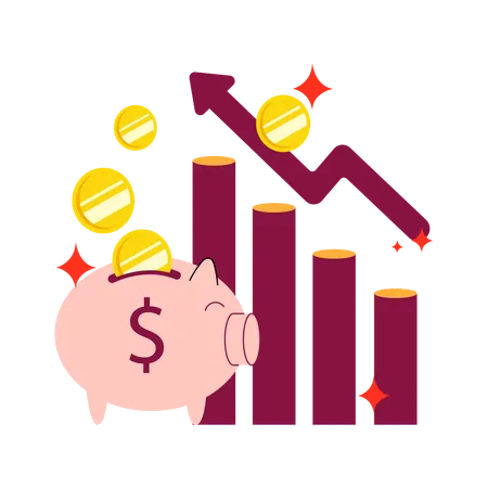 An Engaging Illustration Of A Piggy Bank With Rising Gold Coins And A Growth Chart Symbolizing The Potential Returns From Wise Financial Investments Illustration