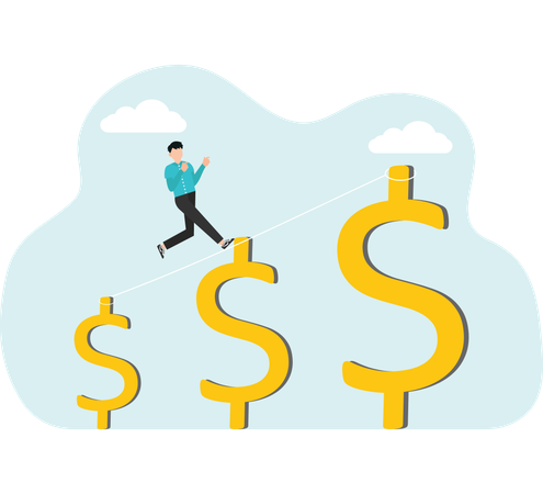 Investment growth high risk high reward growing wealth or increase wages salary or income  Illustration