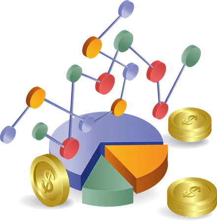 Investment growth with pie chart  Illustration