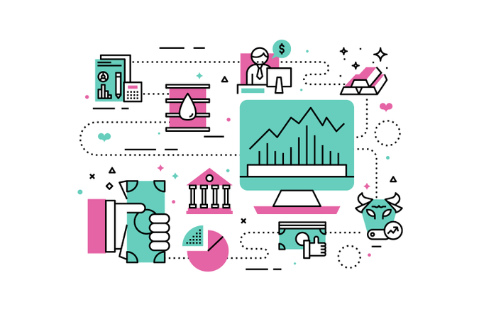 Investment line icons illustration  Illustration