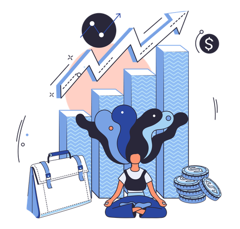 Investment portfolio with dollars or currency, buy or sell trading, market exchange value concept  Illustration